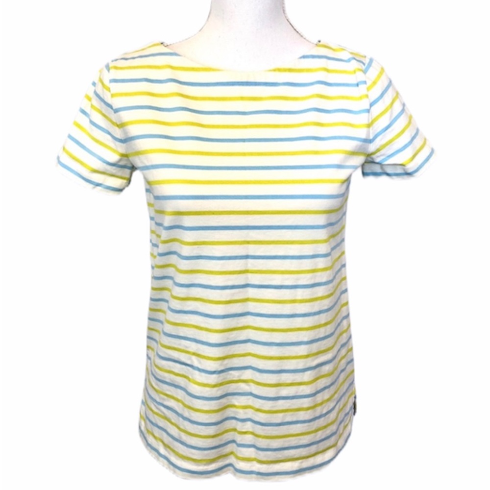J.Crew Striped Ladder Cotton Tee Blue White Short Sleeve T-Shirt XS EUC Casual
